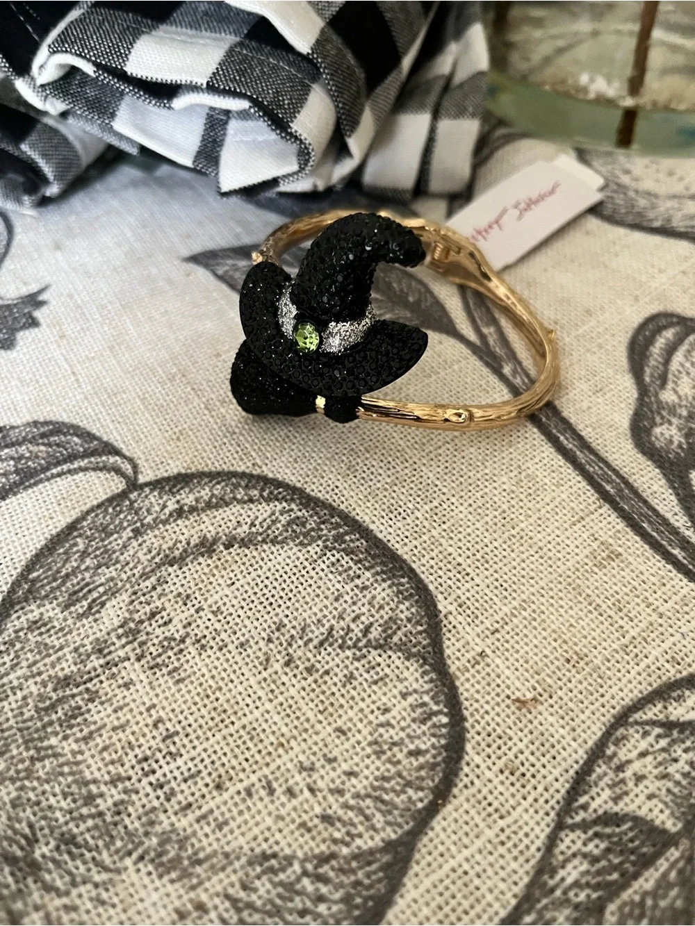 NWT Betsey Johnson Pretty Spooky Witch Hat & Broom Bangle Bracelet